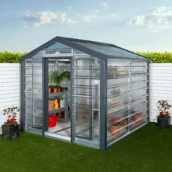 Adman Steel Sheds Multigrow 8x8.8 Greenhouse With Adjustable Vent -Garden & Outdoors adman steel sheds multigrow 8x8 8 greenhouse with adjustable vent5391538910356 01i bq