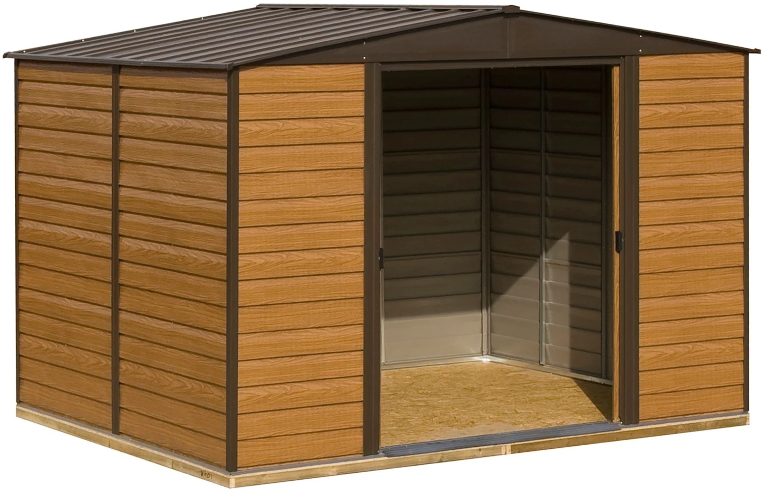 Arrow Woodvale 12x10 Apex Coffee Metal Shed 2 Arrow Woodvale 12x10 Apex Coffee Metal Shed - Image 2