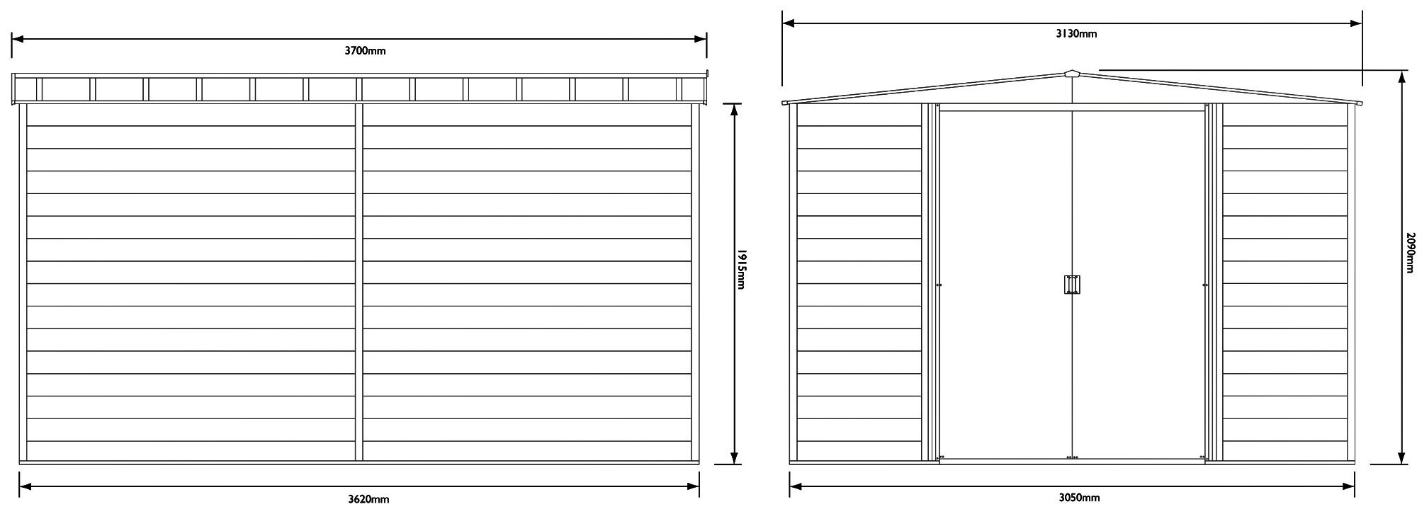 Arrow Woodvale 12x10 Apex Coffee Metal Shed 4 Arrow Woodvale 12x10 Apex Coffee Metal Shed - Image 4
