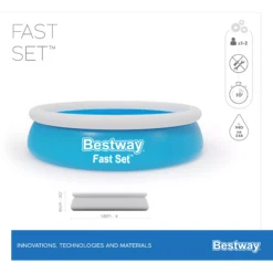 Bestway Fast Set™ Plain ABS Plastic & PVC Family Lounge Pool (W) 1.83m X (L) 1.83m -Garden & Outdoors bestway fast set plain abs plastic pvc family lounge pool w 1 83m x l 1 83m6942138967630 01t
