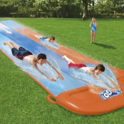 Bestway Orange & Blue Rectangular Triple Lane Slide With Sprinkler System At One End Water Slide -Garden & Outdoors bestway orange blue rectangular triple lane slide with sprinkler system at one end water slide6942138969092 03i bq