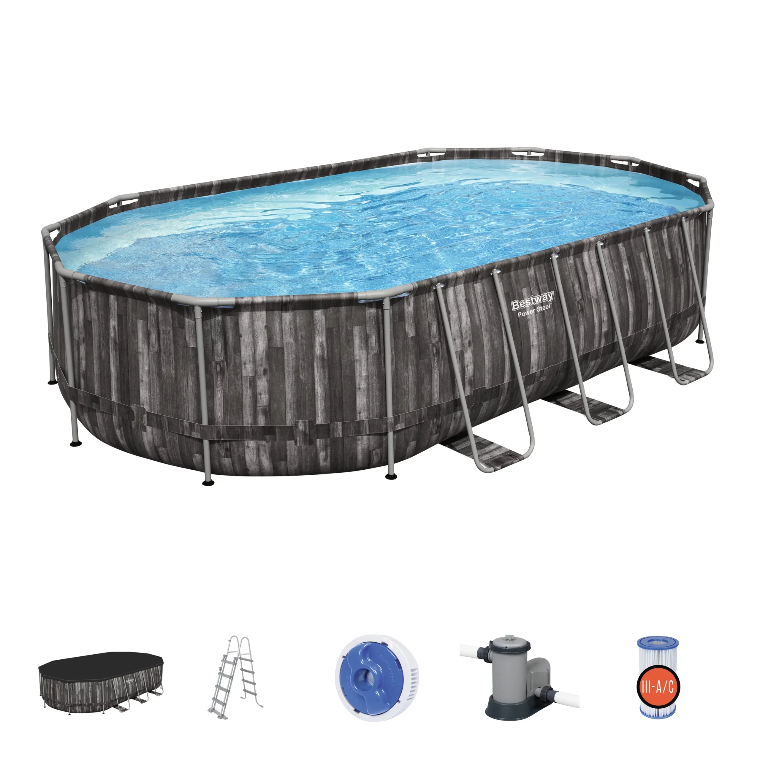 Bestway Power Steel® Wood Effect Polyvinyl Chloride (PVC) & Steel Pool (W) 3.66m X (L) 6.1m 3 Bestway Power Steel® Wood Effect Polyvinyl Chloride (PVC) & Steel Pool (W) 3.66m X (L) 6.1m - Image 3