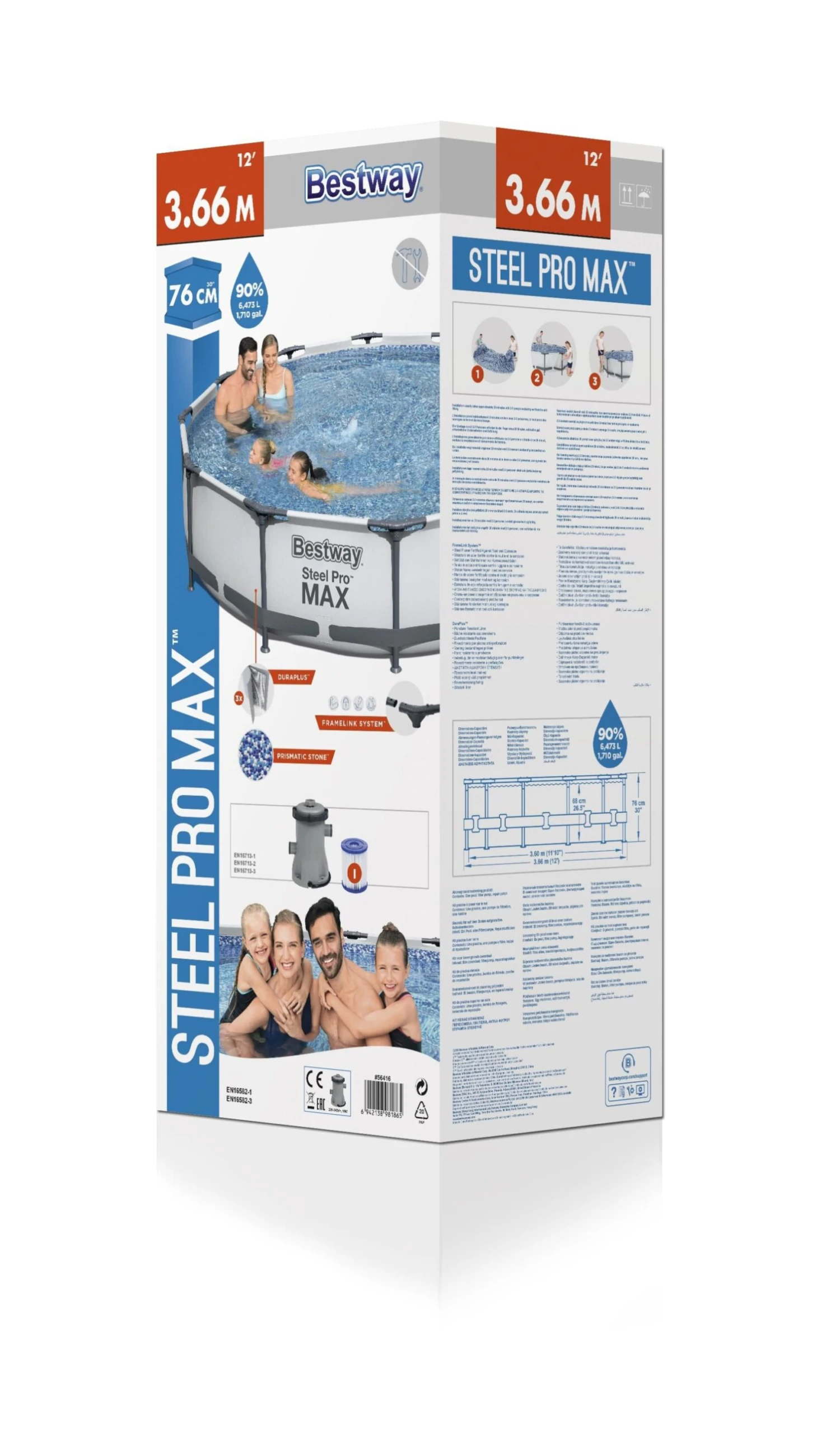 Bestway Steel Pro Max Polyvinyl Chloride (PVC) Family Swimming Pool (W) 3.97m X (L) 3.66m 3 Bestway Steel Pro Max Polyvinyl Chloride (PVC) Family Swimming Pool (W) 3.97m X (L) 3.66m - Image 3