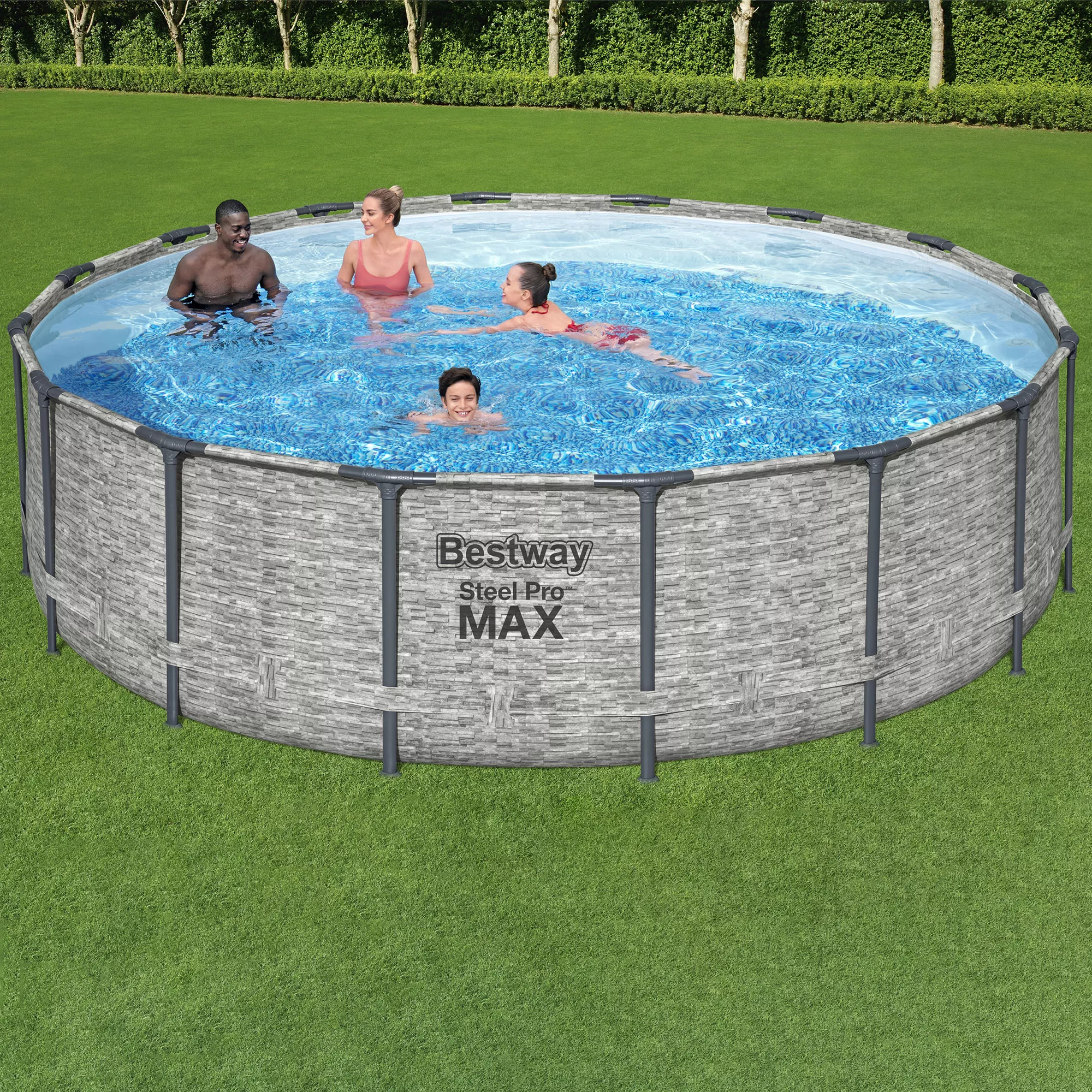 Bestway Steel Pro MAX™ Realistic Stone Print Polyvinyl Chloride (PVC) & Steel Pool (W) 4.88m X (L) 4.88m 5 Bestway Steel Pro MAX™ Realistic Stone Print Polyvinyl Chloride (PVC) & Steel Pool (W) 4.88m X (L) 4.88m - Image 5