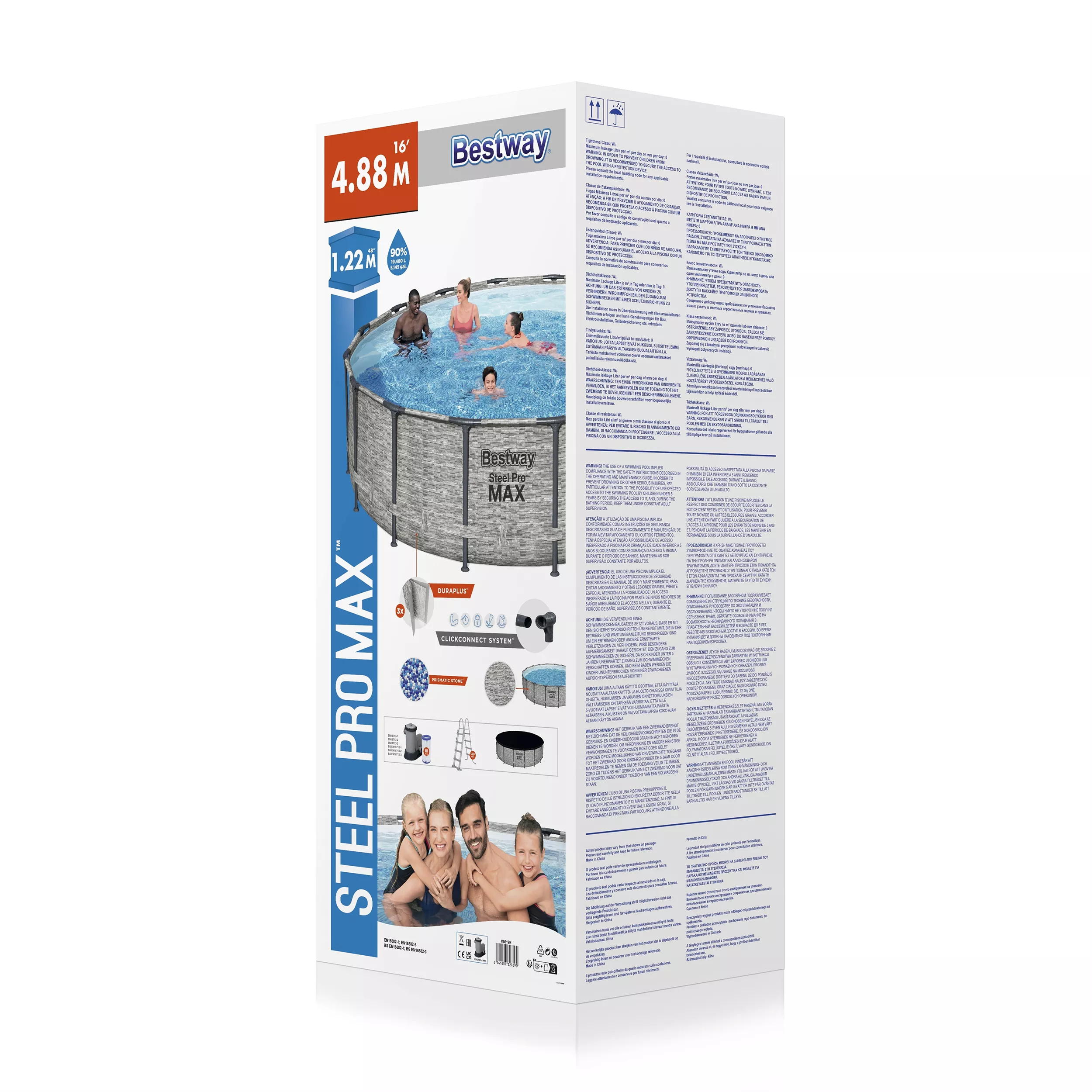 Bestway Steel Pro MAX™ Realistic Stone Print Polyvinyl Chloride (PVC) & Steel Pool (W) 4.88m X (L) 4.88m 2 Bestway Steel Pro MAX™ Realistic Stone Print Polyvinyl Chloride (PVC) & Steel Pool (W) 4.88m X (L) 4.88m - Image 2