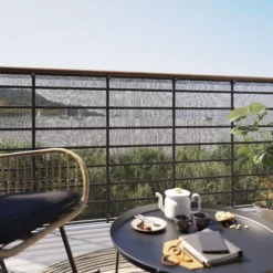 Black Polyester (PES) & PVC Garden Screen (H)1m (W)3m -Garden & Outdoors black polyester pes pvc garden screen h 1m w 3m5059340679921 01i