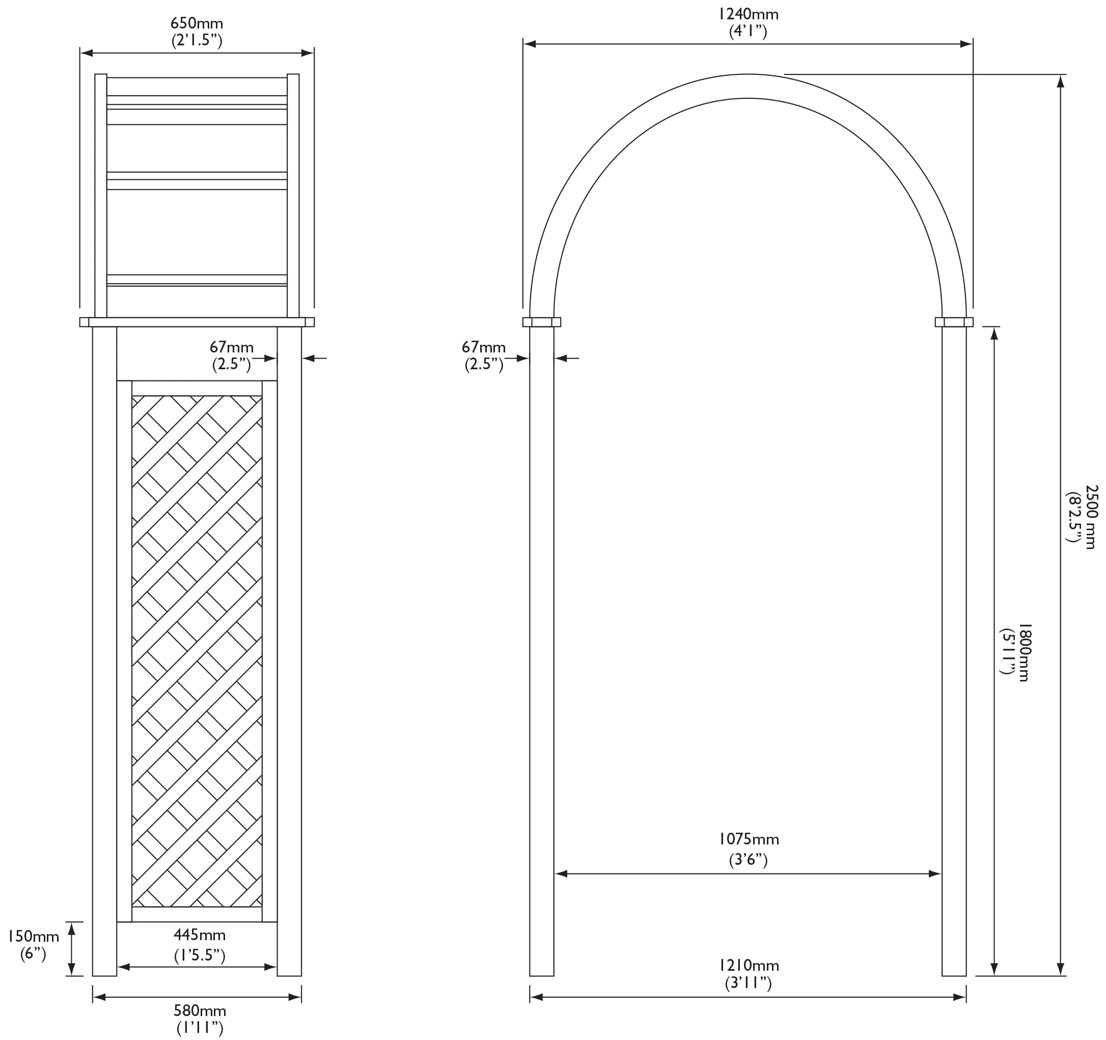 Blooma Chiltern Round Top Softwood Arch 6 Blooma Chiltern Round Top Softwood Arch - Image 6