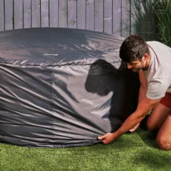 CleverSpa Grey Circular Hot Tub Cover -Garden & Outdoors cleverspa grey circular hot tub cover5019008882872 02i BQ