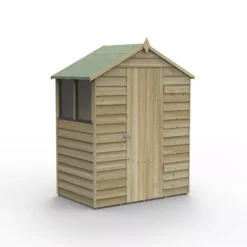 Garden & Outdoors -Garden & Outdoors forest garden 5x3 apex pressure treated overlap wooden shed with floor base included 5013053192849 02c