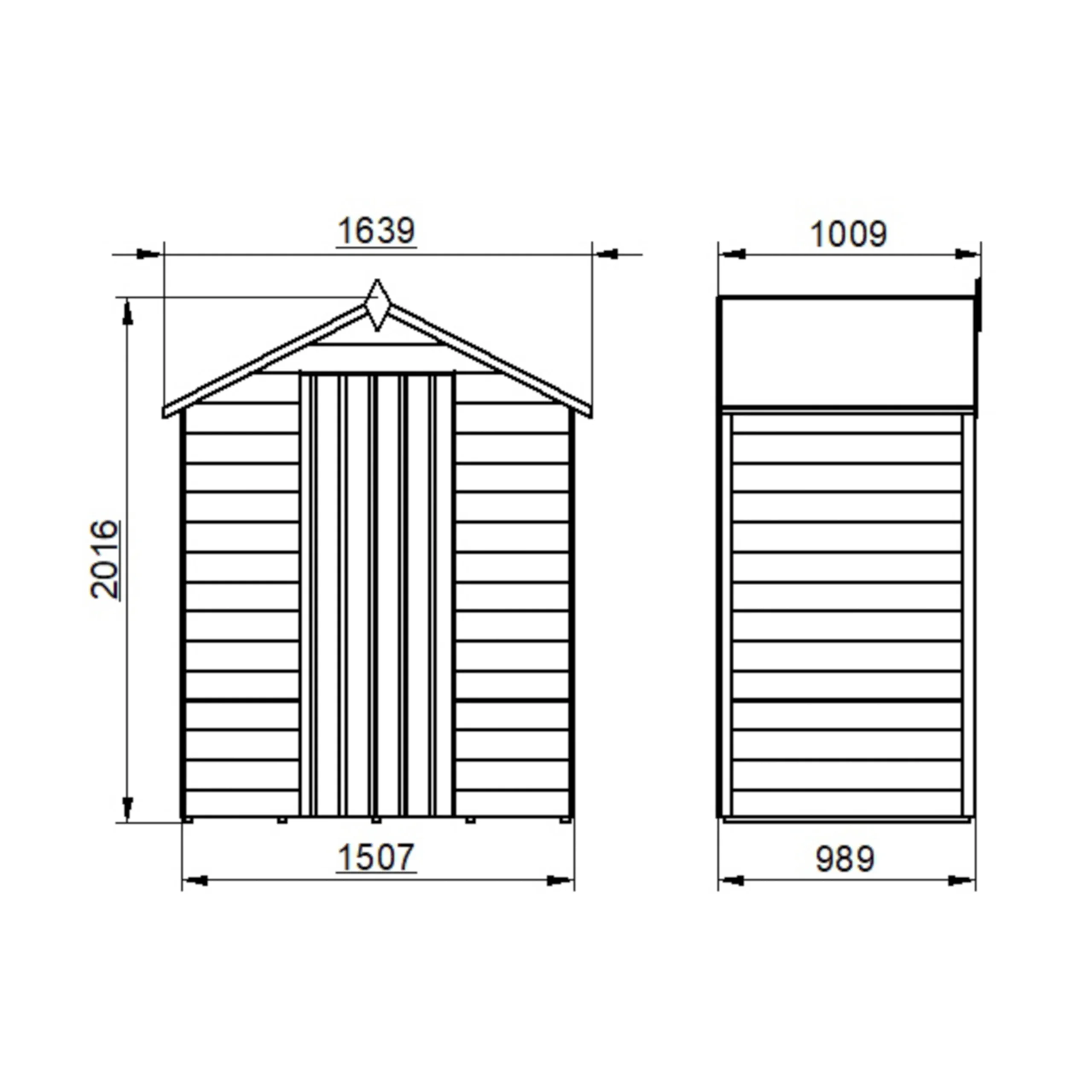 Forest Garden 5x3 Ft Apex Overlap Wooden Shed With Floor (Base Included) 7 Forest Garden 5x3 Ft Apex Overlap Wooden Shed With Floor (Base Included) - Image 7