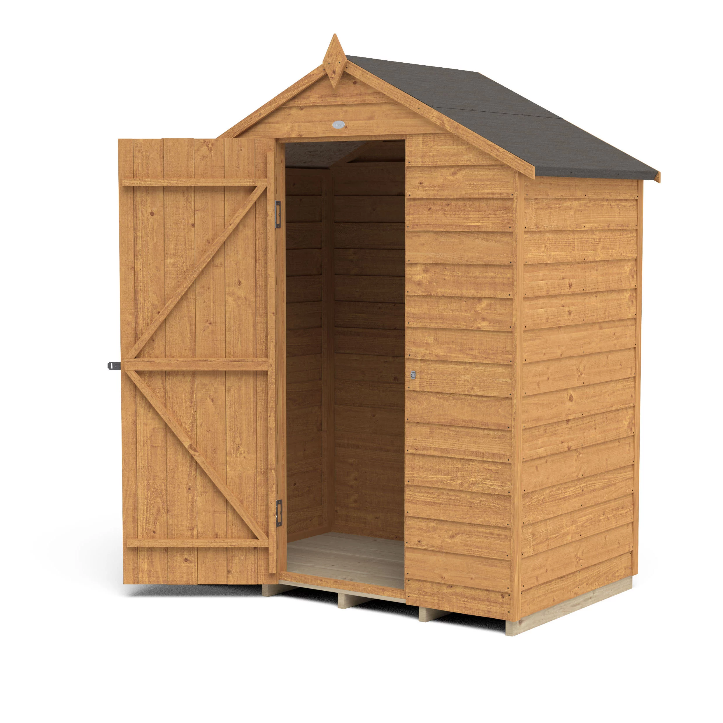Forest Garden 5x3 Ft Apex Overlap Wooden Shed With Floor (Base Included) 4 Forest Garden 5x3 Ft Apex Overlap Wooden Shed With Floor (Base Included) - Image 4