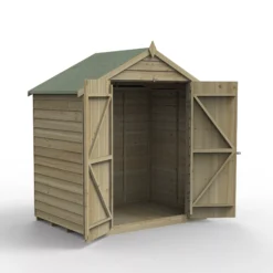 Forest Garden 6x4 Apex Pressure Treated Overlap Wooden Shed With Floor (Base Included) - Assembly Service Included