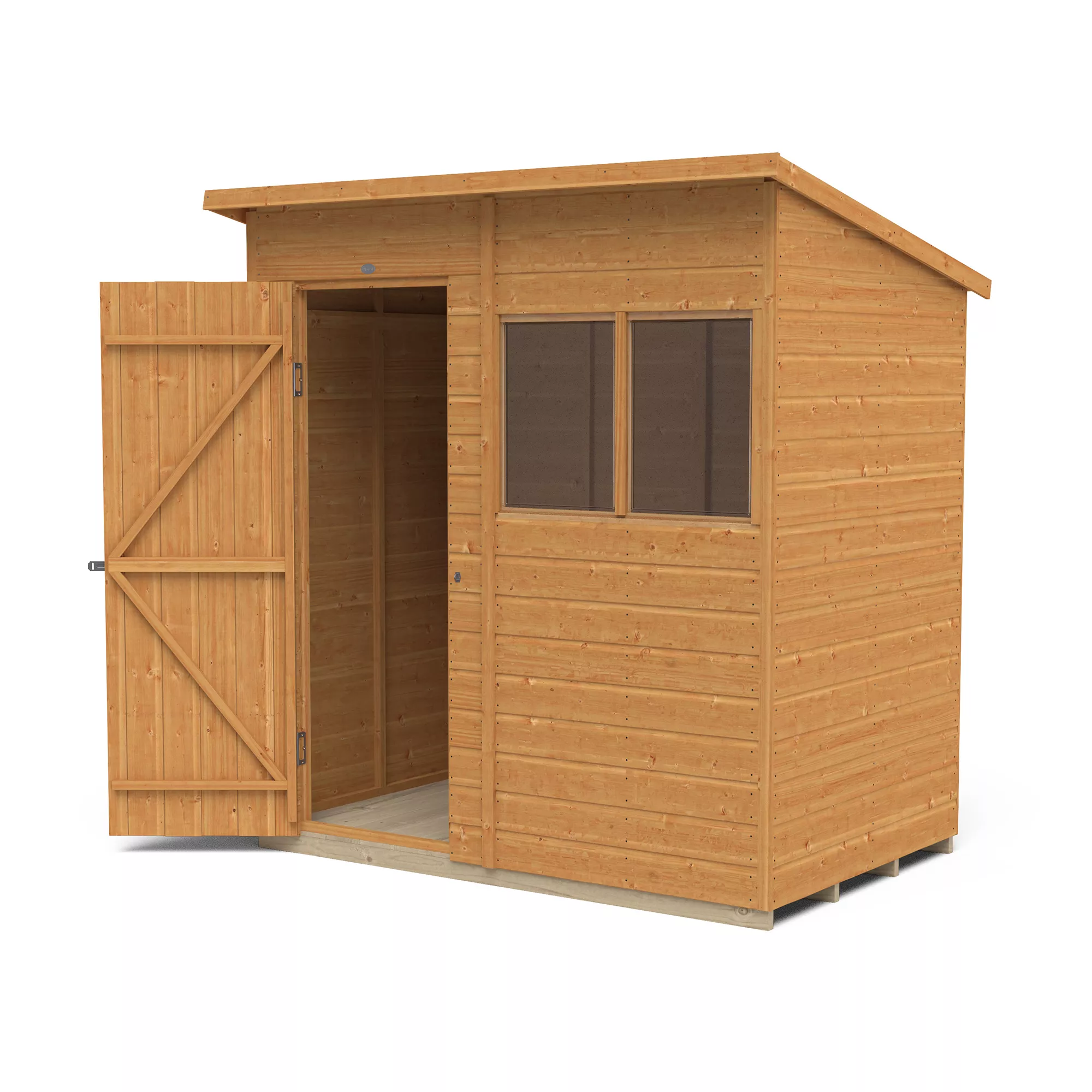 Forest Garden 6x4 Ft Pent Shiplap Wooden 2 Windows Shed With Floor (Base Included) - Assembly Service Included 4 Forest Garden 6x4 Ft Pent Shiplap Wooden 2 Windows Shed With Floor (Base Included) - Assembly Service Included - Image 4