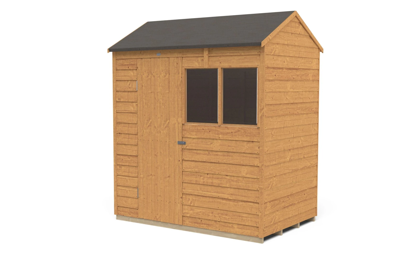 Forest Garden 6x4 Reverse Apex Dip Treated Overlap Wooden Shed With Floor (Base Included) 2 Forest Garden 6x4 Reverse Apex Dip Treated Overlap Wooden Shed With Floor (Base Included) - Image 2