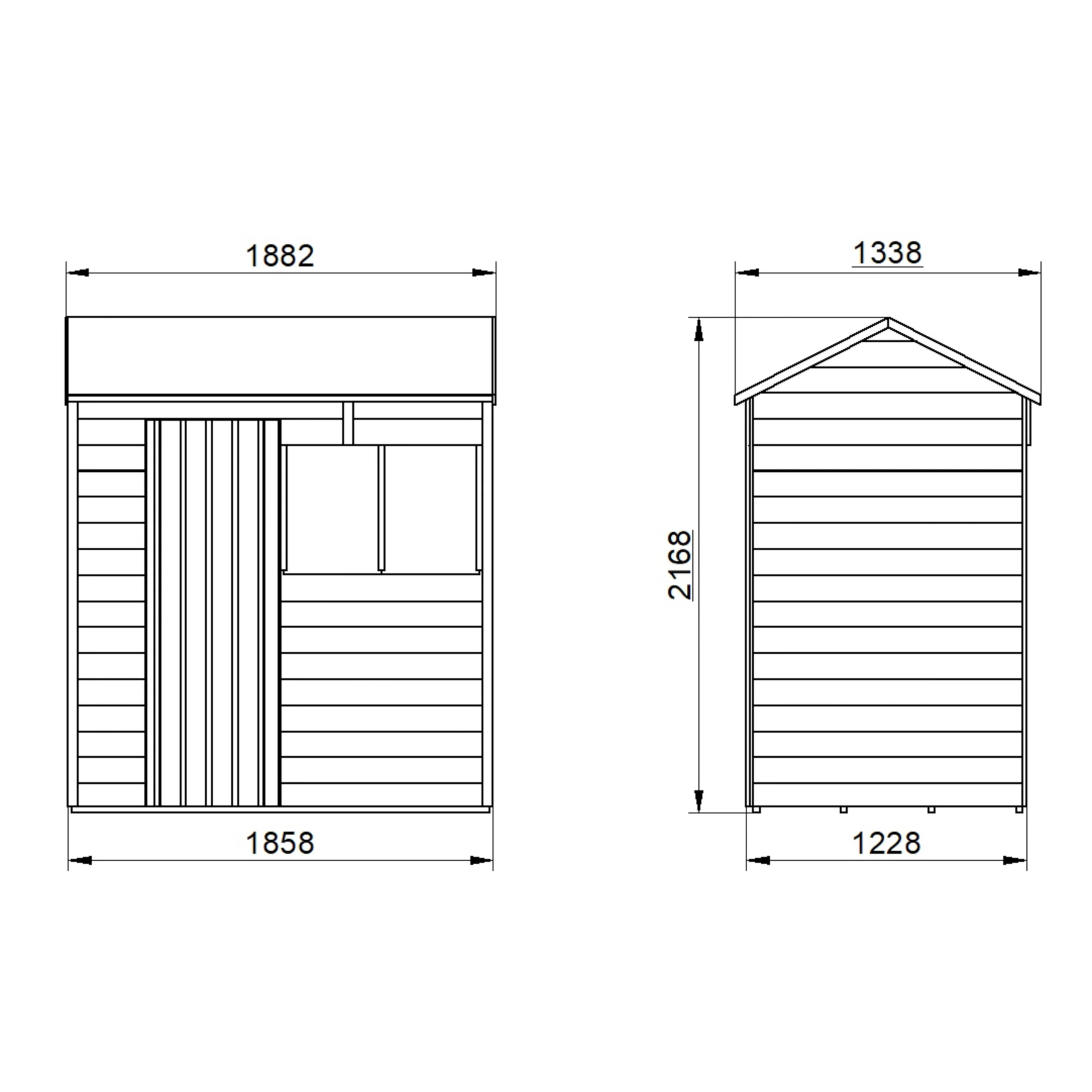 Forest Garden 6x4 Reverse Apex Dip Treated Overlap Wooden Shed With Floor (Base Included) 7 Forest Garden 6x4 Reverse Apex Dip Treated Overlap Wooden Shed With Floor (Base Included) - Image 7