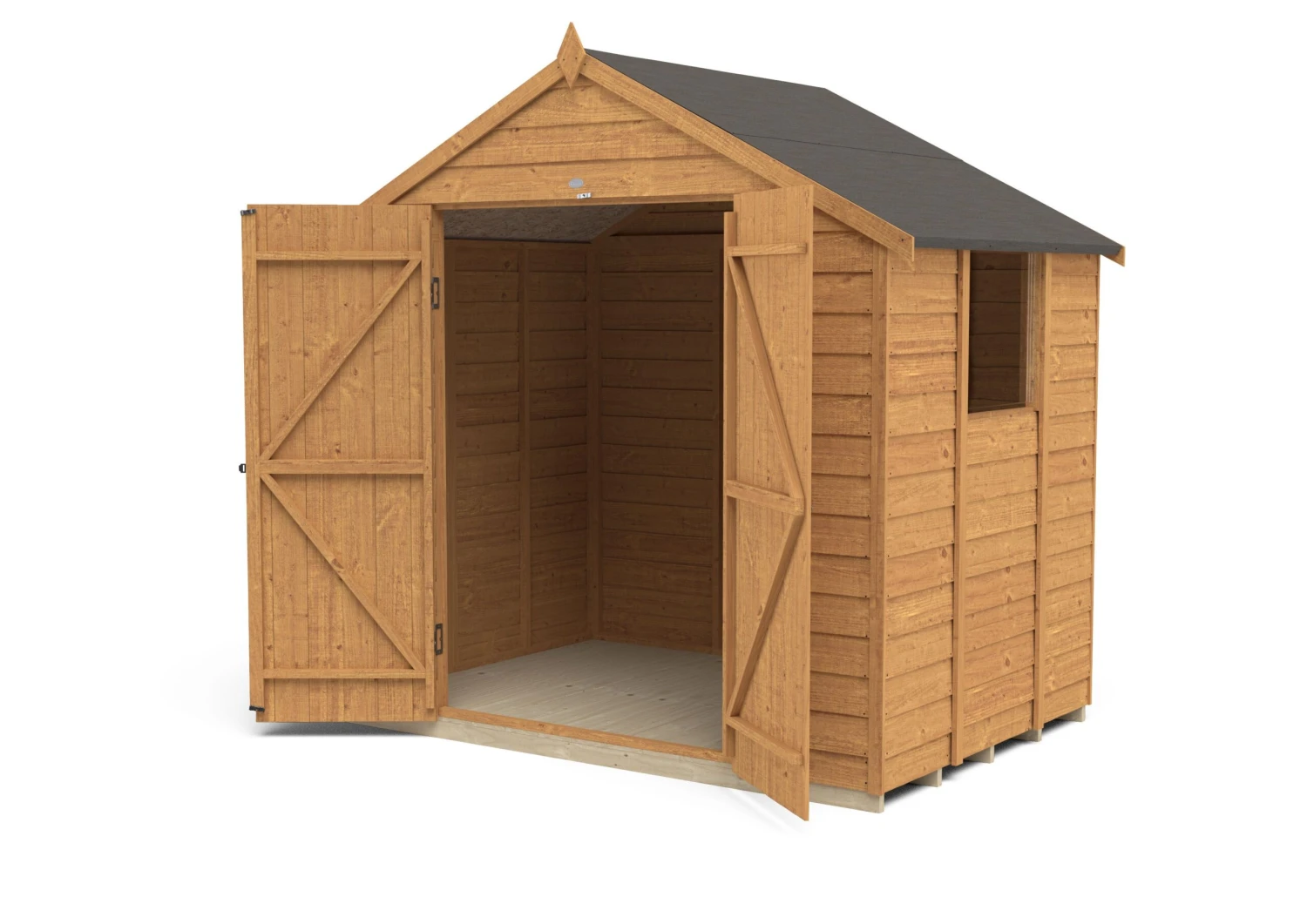 Forest Garden 7x5 Apex Dip Treated Overlap Wooden Shed With Floor - Assembly Service Included 4 Forest Garden 7x5 Apex Dip Treated Overlap Wooden Shed With Floor - Assembly Service Included - Image 4