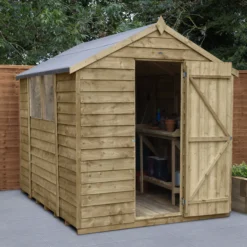 Forest Garden 8x6 Apex Pressure Treated Overlap Wooden Shed With Floor
