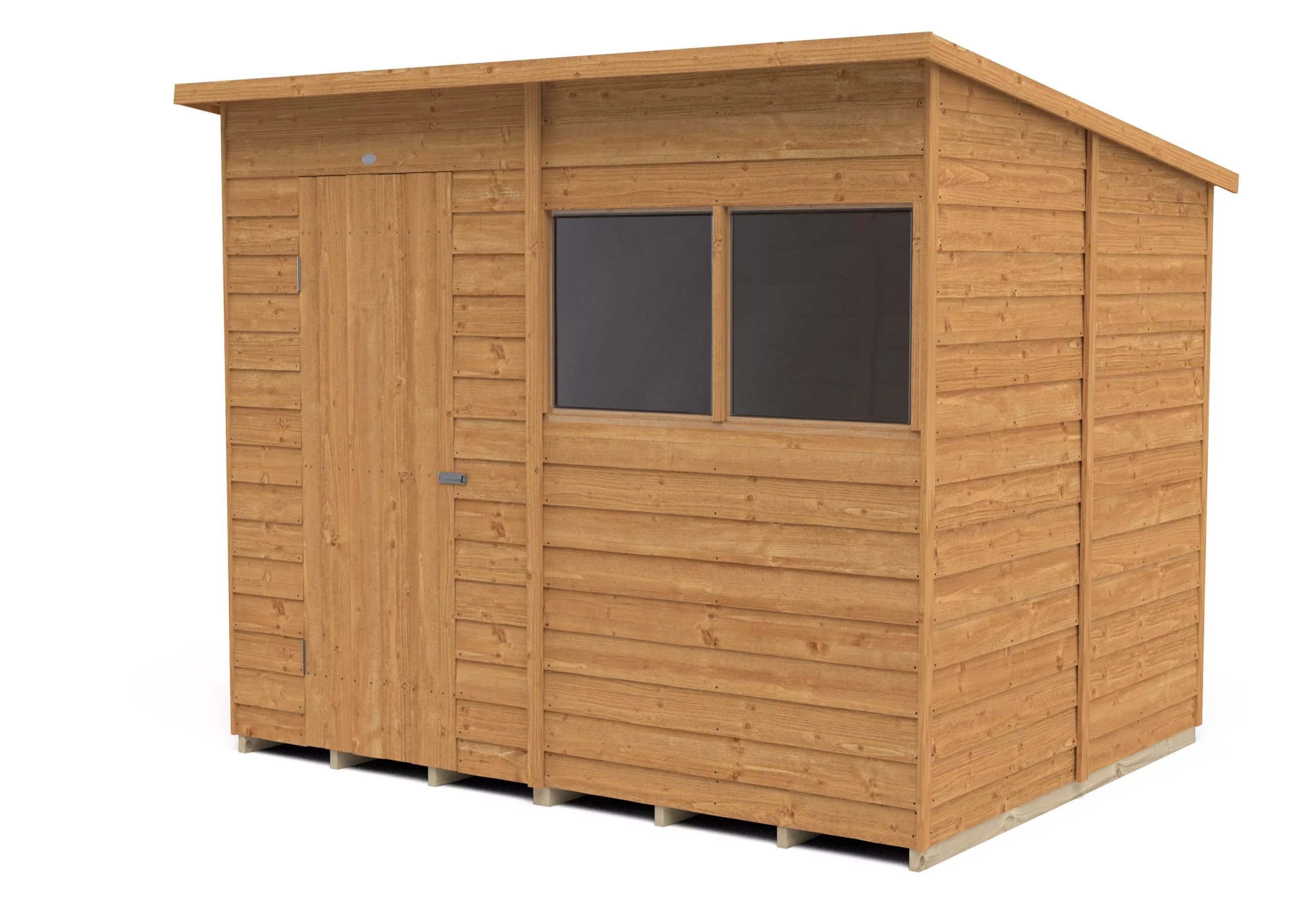 Forest Garden 8x6 Pent Dip Treated Overlap Wooden Shed With Floor (Base Included) 2 Forest Garden 8x6 Pent Dip Treated Overlap Wooden Shed With Floor (Base Included) - Image 2