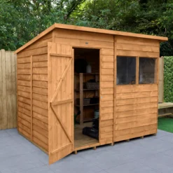 Forest Garden 8x6 Pent Dip Treated Overlap Wooden Shed With Floor (Base Included)