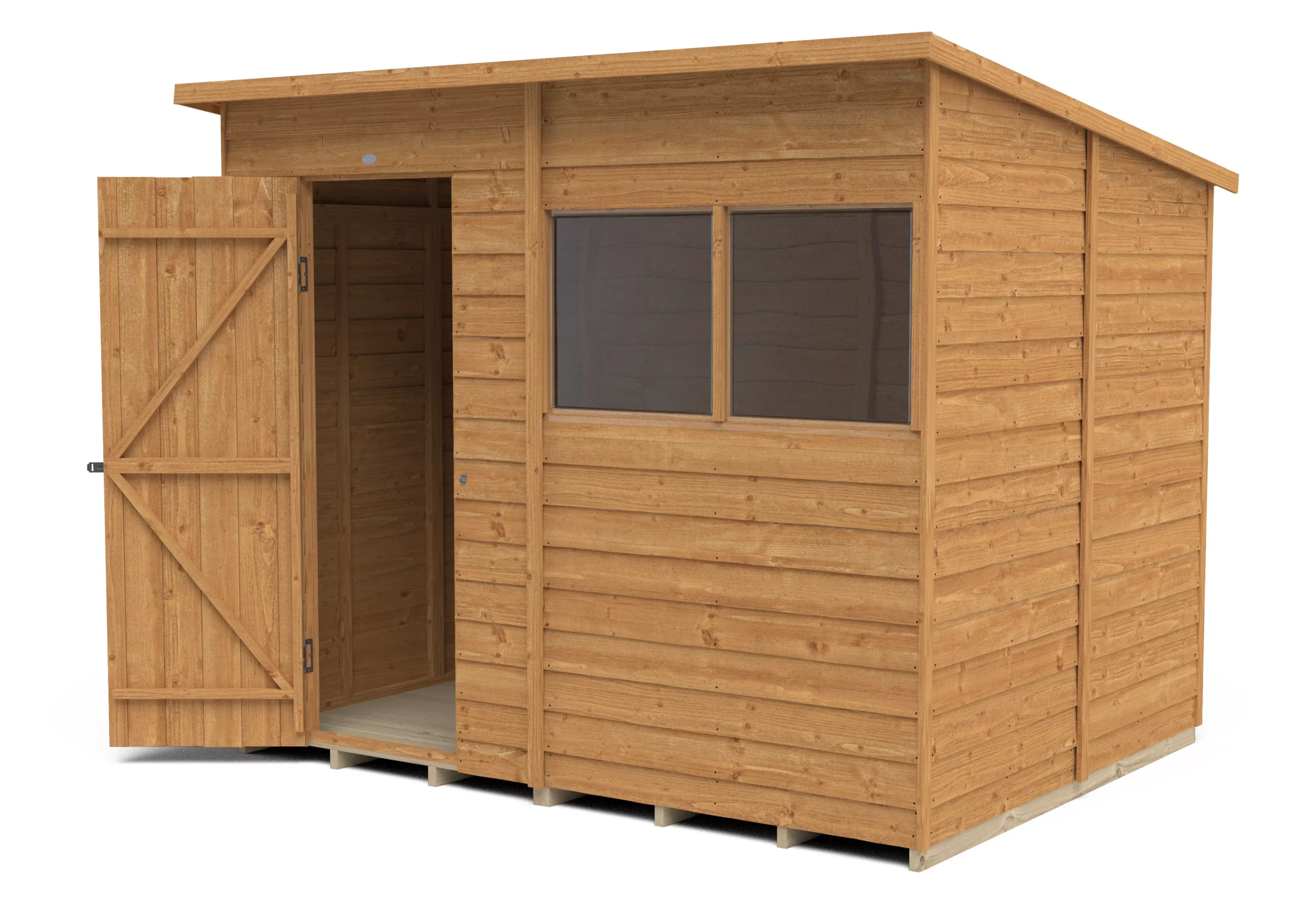Forest Garden 8x6 Pent Dip Treated Overlap Wooden Shed With Floor (Base Included) 4 Forest Garden 8x6 Pent Dip Treated Overlap Wooden Shed With Floor (Base Included) - Image 4