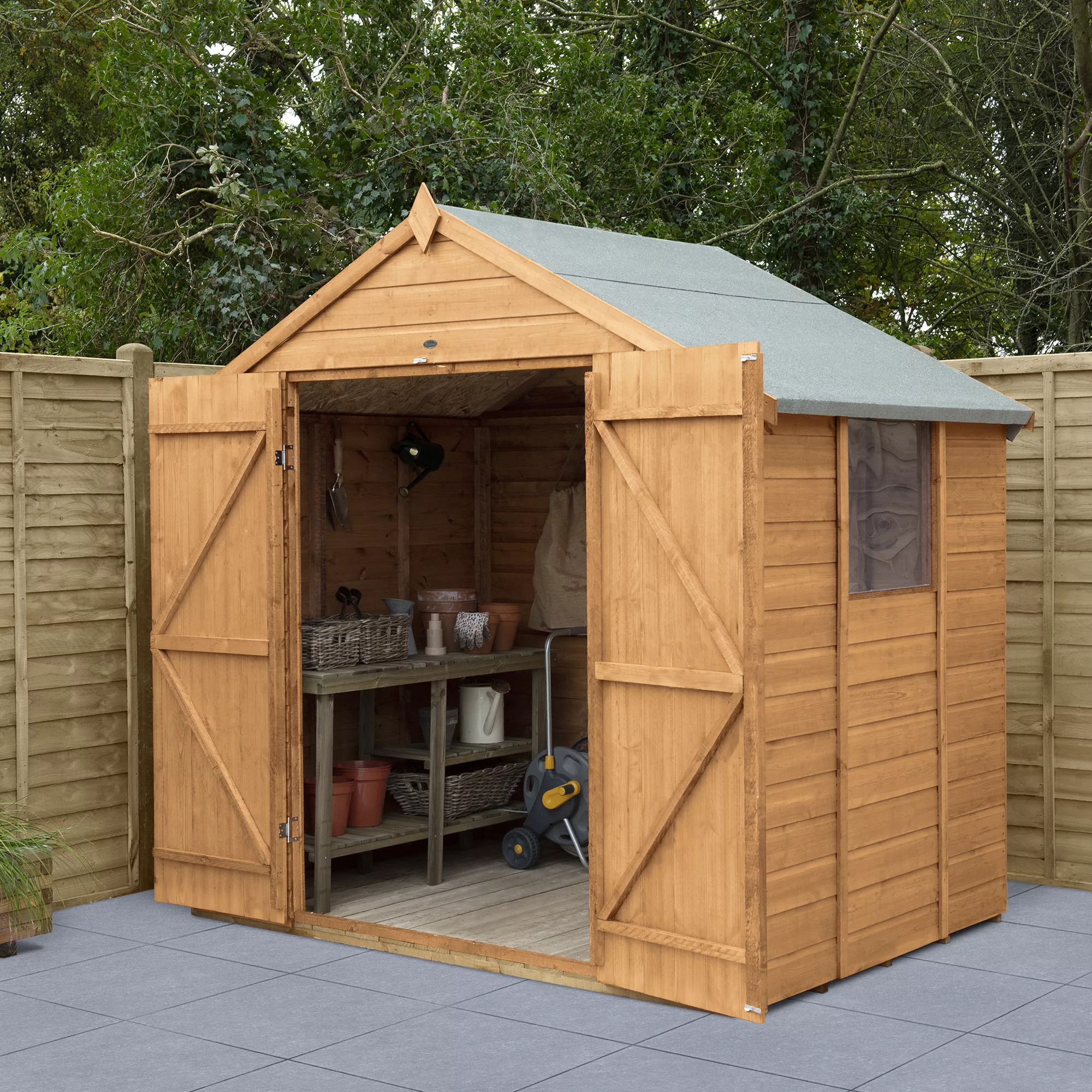 Forest Garden Delamere 7x5 Ft Apex Shiplap Wooden 2 Door Shed With Floor 15 Forest Garden Delamere 7x5 Ft Apex Shiplap Wooden 2 Door Shed With Floor - Image 15