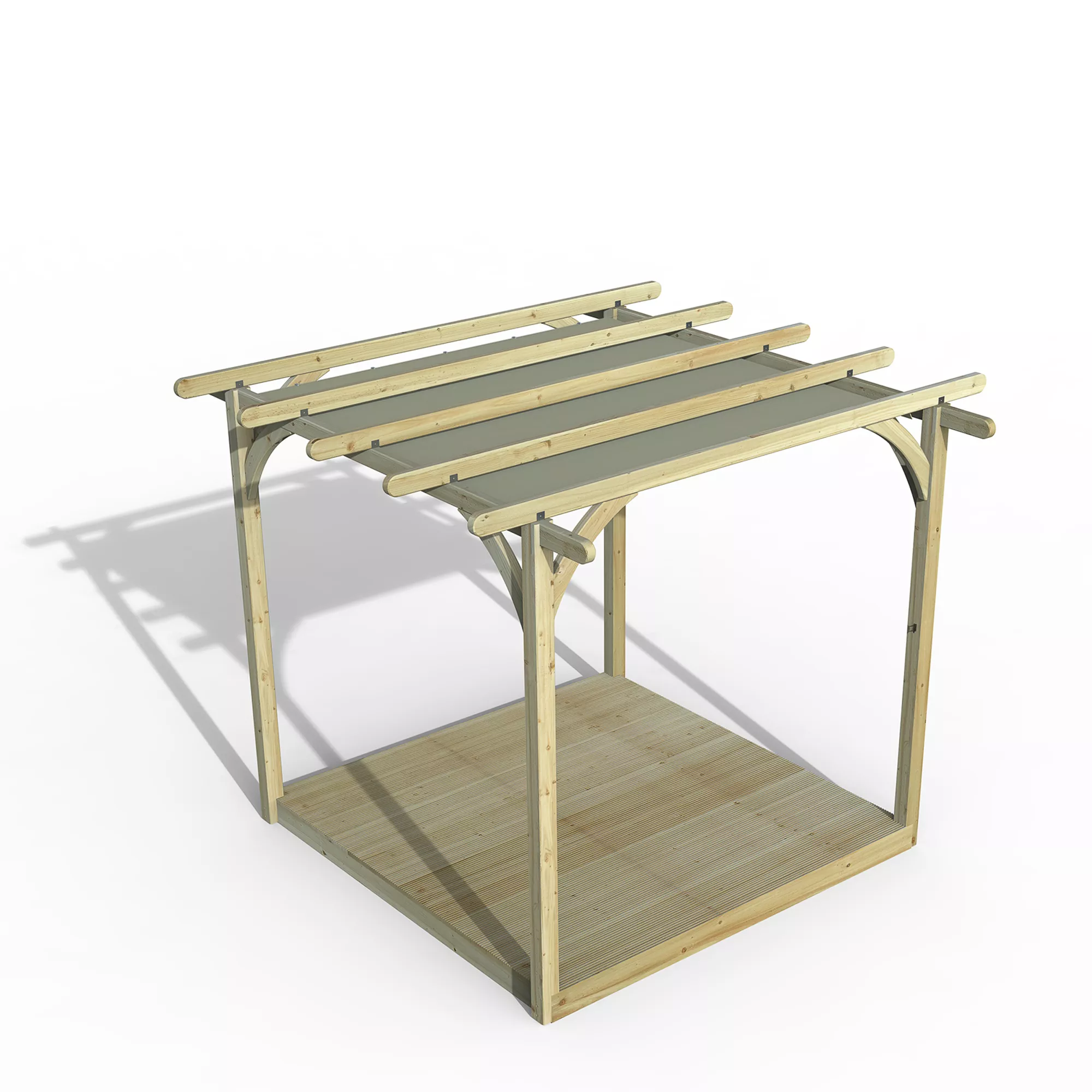 Forest Garden Grey Pergola & Decking Kit, X4 Post (H) 2.5m X (W) 5.2m - Canopy Included 1 Forest Garden Grey Pergola & Decking Kit, X4 Post (H) 2.5m X (W) 5.2m - Canopy Included