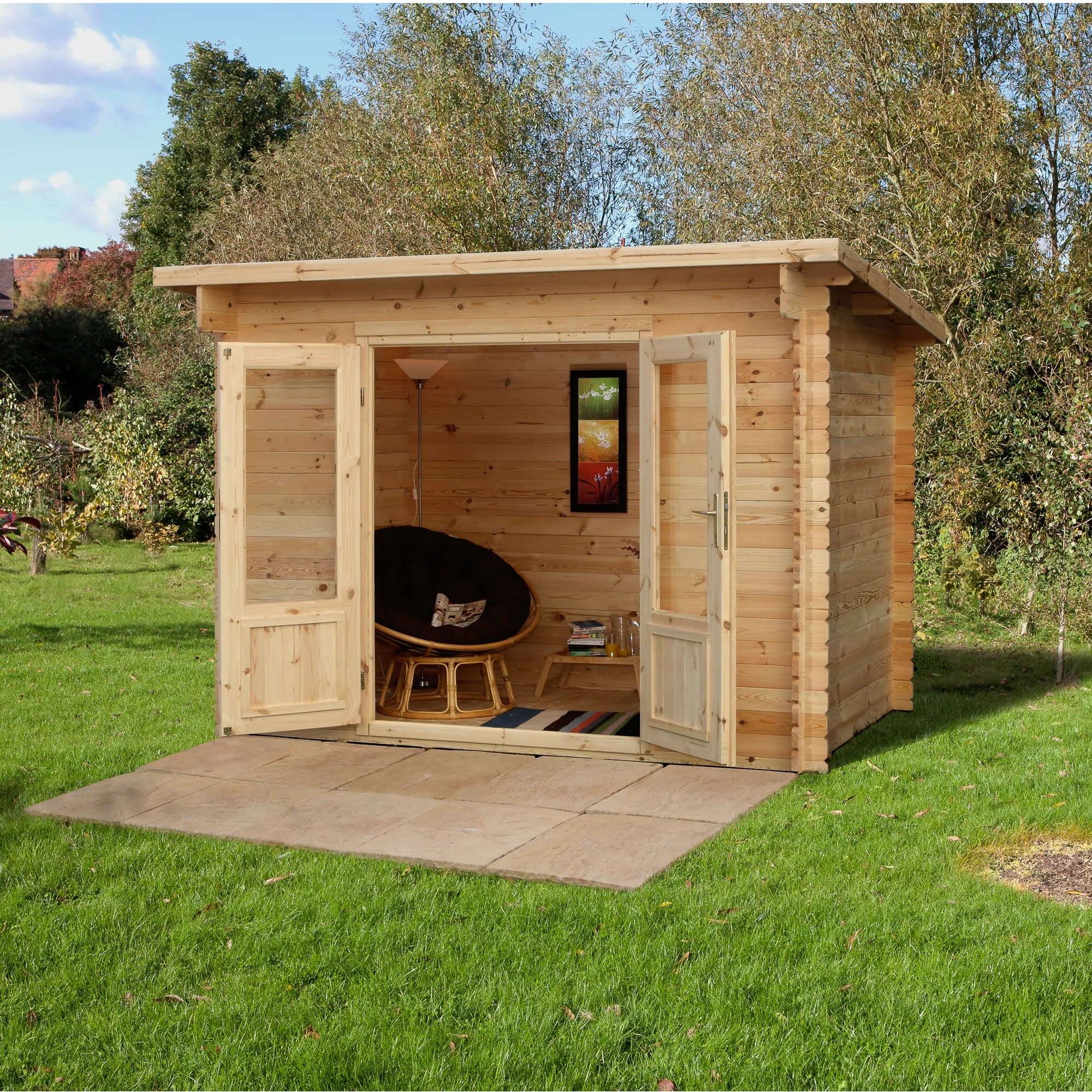 Forest Garden Harwood 3x2 Toughened Glass Pent Loglap Solid Wood Cabin With Double Door 1 Forest Garden Harwood 3x2 Toughened Glass Pent Loglap Solid Wood Cabin With Double Door