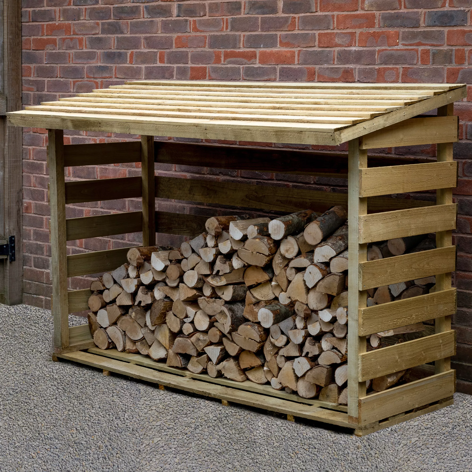 Forest Garden Large Timber 6x3 Ft Pent Log Store 1 Forest Garden Large Timber 6x3 Ft Pent Log Store