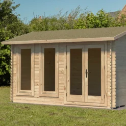 Forest Garden Melbury 4x3 Toughened Glass Pent Loglap Solid Wood Cabin With Double Door - Assembly Service Included -Garden & Outdoors forest garden melbury 4x3 toughened glass pent loglap solid wood cabin with double door assembly service included5013053181331 01i bq