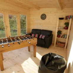 Forest Garden Melbury 4x3 Toughened Glass Pent Loglap Solid Wood Cabin With Double Door - Assembly Service Included -Garden & Outdoors forest garden melbury 4x3 toughened glass pent loglap solid wood cabin with double door assembly service included5013053181744 37c bq