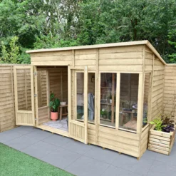 Forest Garden Oakley 10x6 Pent Overlap Solid Wood Summer House With Double Door (Base Included) - Assembly Service Included -Garden & Outdoors forest garden oakley 10x6 pent overlap solid wood summer house with double door base included assembly service included5013053188743 03i bq