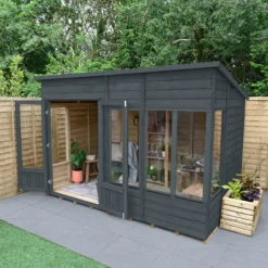 Forest Garden Oakley 10x6 Pent Overlap Solid Wood Summer House With Double Door -Garden & Outdoors forest garden oakley 10x6 pent overlap solid wood summer house with double door5013053188682 02i bq