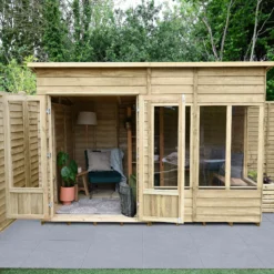 Forest Garden Oakley 10x6 Pent Overlap Solid Wood Summer House With Double Door -Garden & Outdoors forest garden oakley 10x6 pent overlap solid wood summer house with double door5013053188682 03i bq