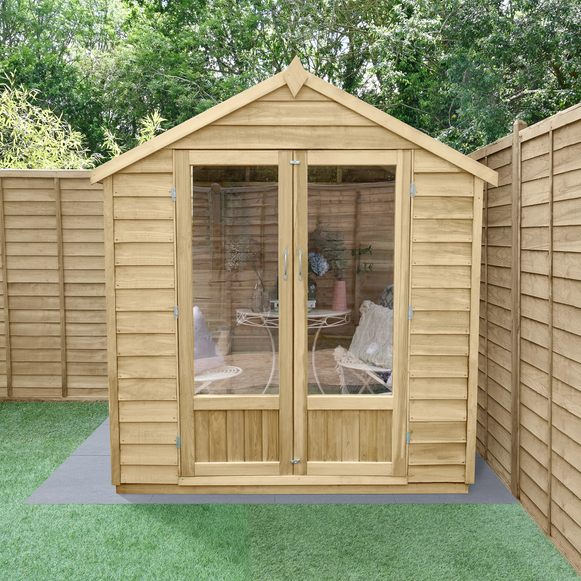 Forest Garden Oakley 6x4 Apex Overlap Solid Wood Summer House With Double Door - Assembly Service Included 1 Forest Garden Oakley 6x4 Apex Overlap Solid Wood Summer House With Double Door - Assembly Service Included