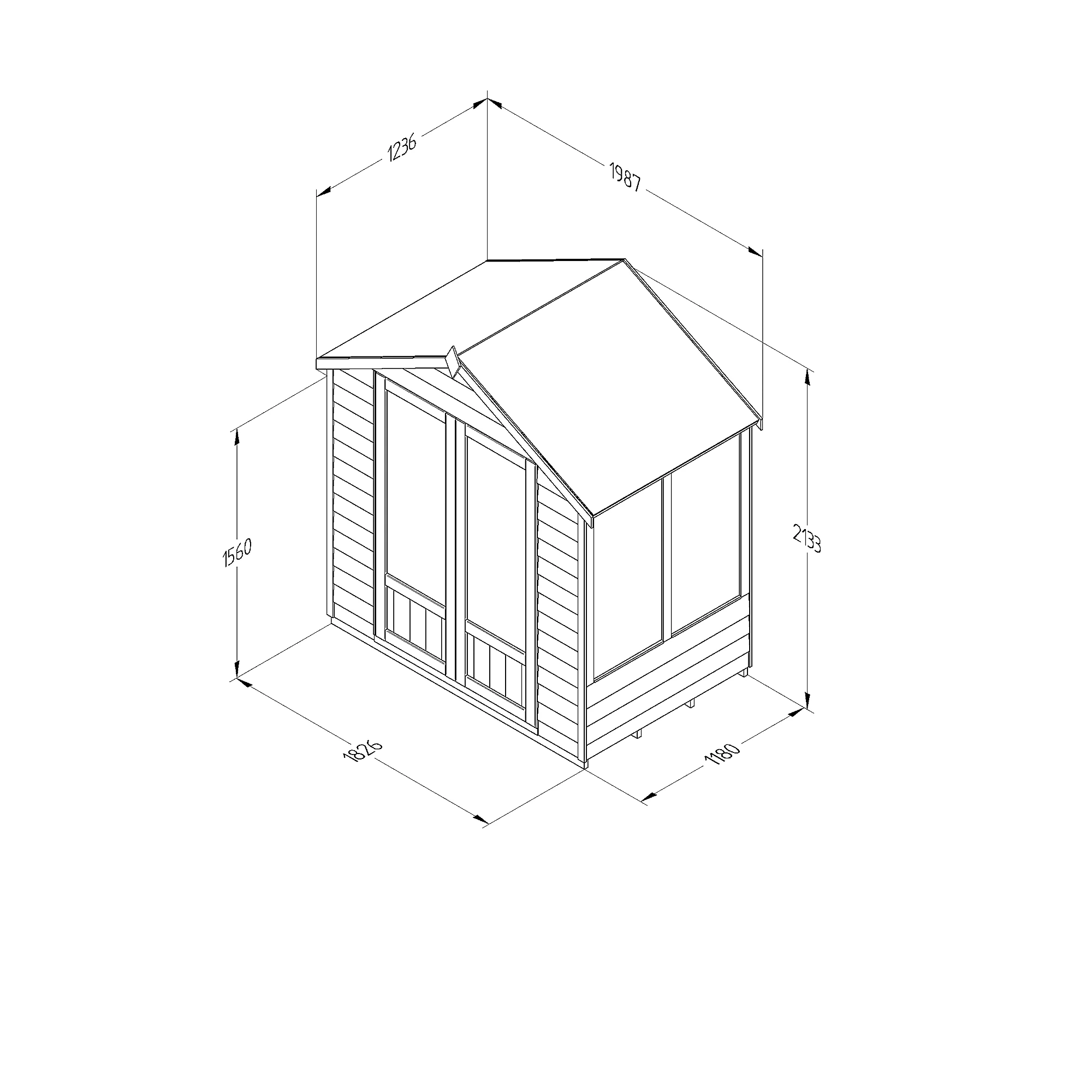 Forest Garden Oakley 6x4 Apex Overlap Solid Wood Summer House With Double Door - Assembly Service Included 5 Forest Garden Oakley 6x4 Apex Overlap Solid Wood Summer House With Double Door - Assembly Service Included - Image 5