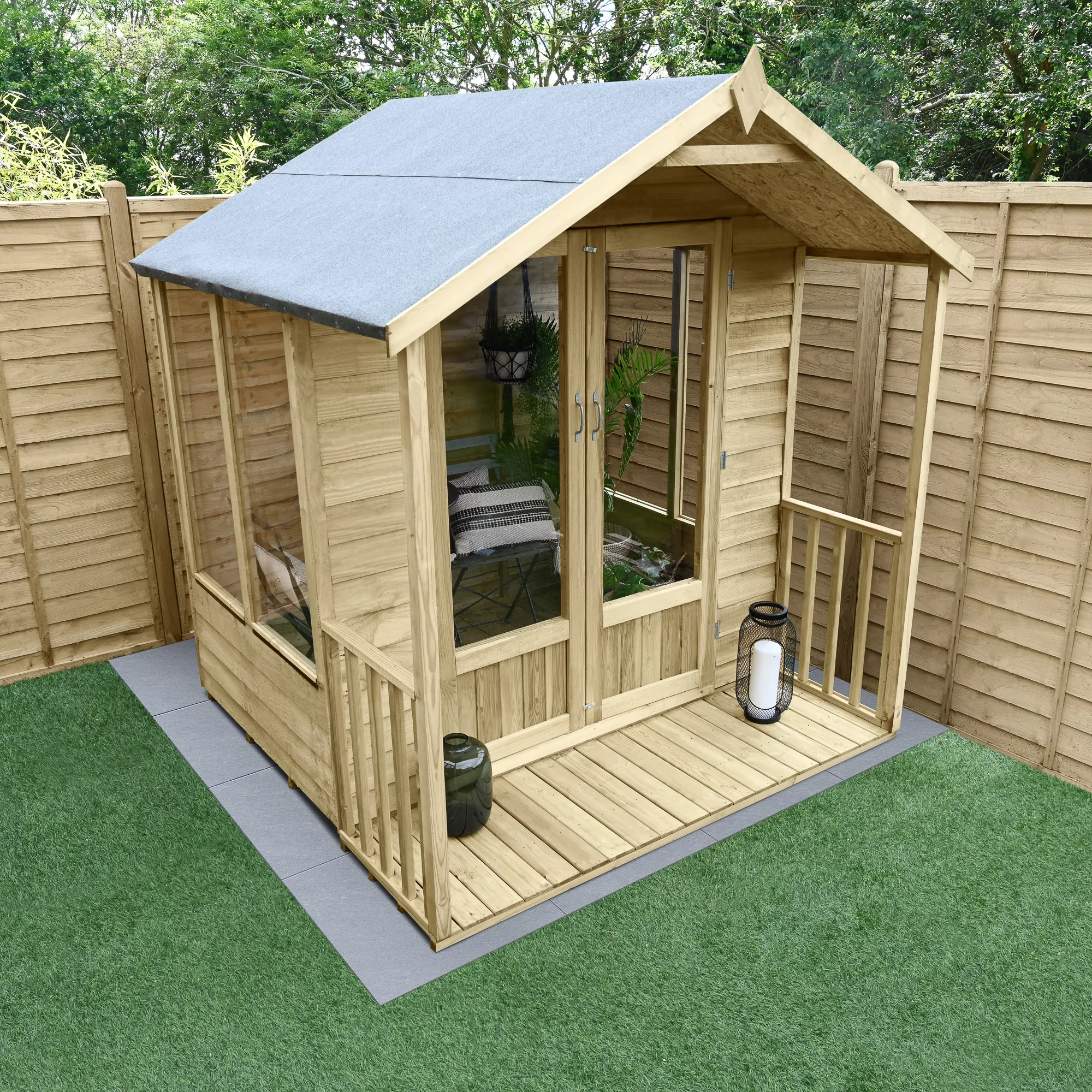 Forest Garden Oakley 6x6 Apex Overlap Solid Wood Summer House With Double Door - Assembly Service Included 3 Forest Garden Oakley 6x6 Apex Overlap Solid Wood Summer House With Double Door - Assembly Service Included - Image 3