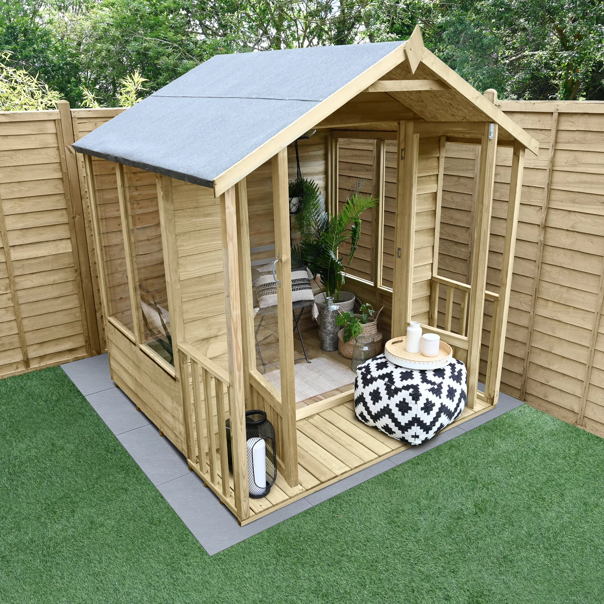 Forest Garden Oakley 6x6 Apex Overlap Solid Wood Summer House With Double Door - Assembly Service Included 4 Forest Garden Oakley 6x6 Apex Overlap Solid Wood Summer House With Double Door - Assembly Service Included - Image 4