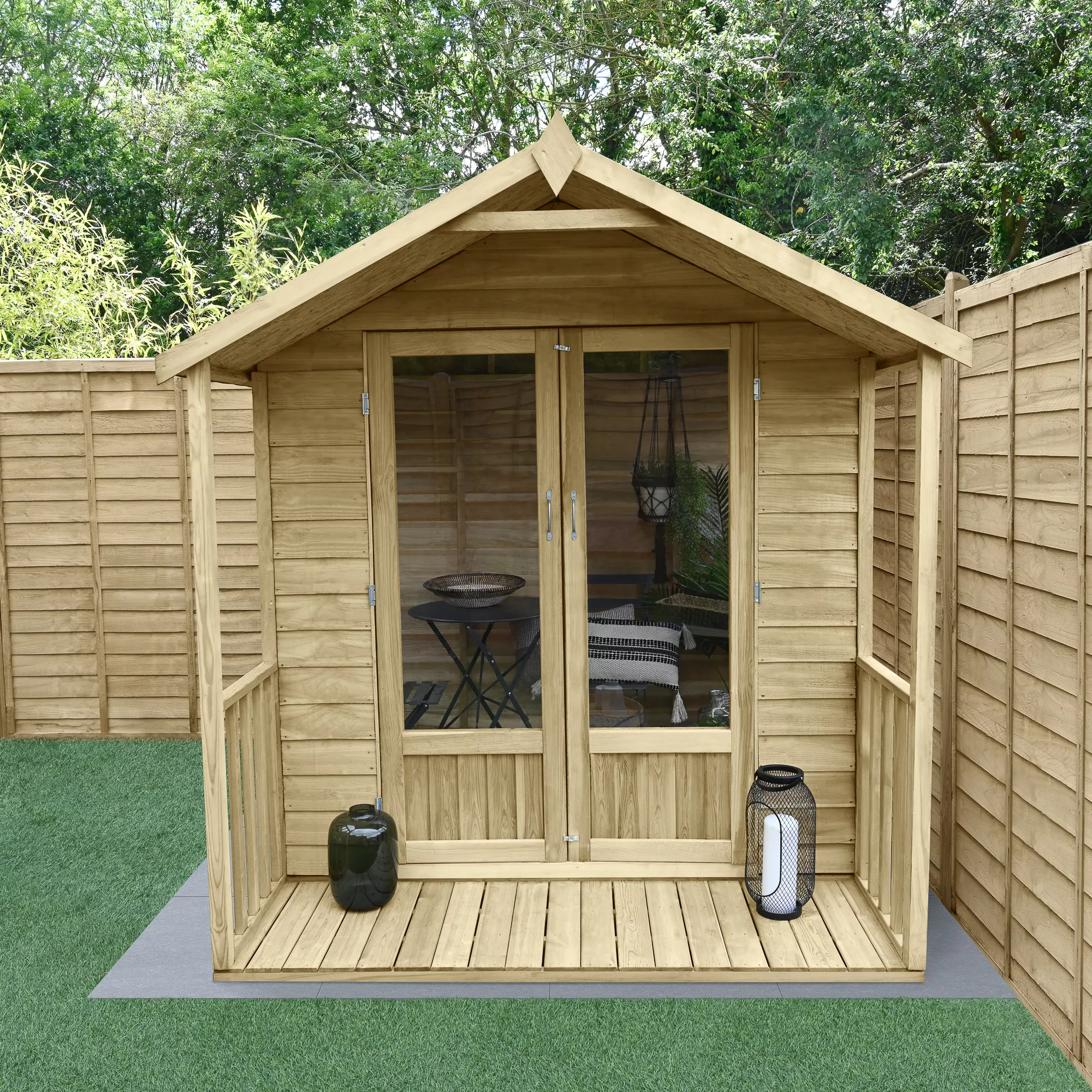 Forest Garden Oakley 6x6 Apex Overlap Solid Wood Summer House With Double Door (Base Included) 4 Forest Garden Oakley 6x6 Apex Overlap Solid Wood Summer House With Double Door (Base Included) - Image 4