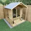 Forest Garden Oakley 6x6 Apex Overlap Solid Wood Summer House With Double Door (Base Included)