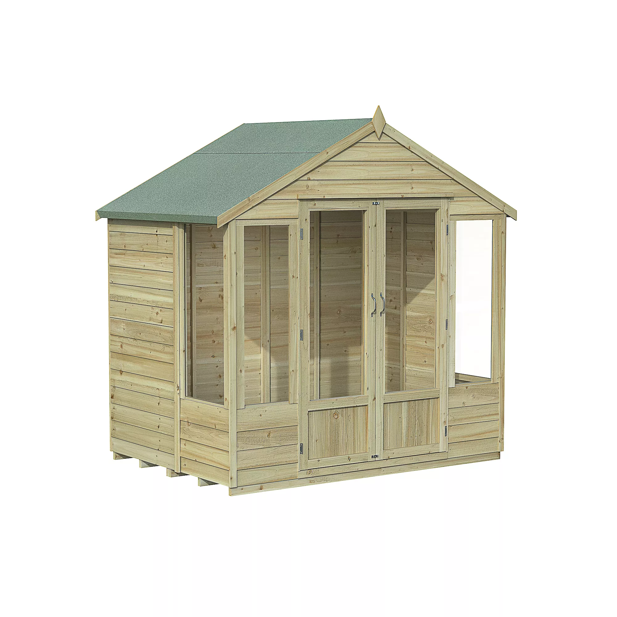 Forest Garden Oakley 7x5 Apex Overlap Solid Wood Summer House With Double Door (Base Included) 2 Forest Garden Oakley 7x5 Apex Overlap Solid Wood Summer House With Double Door (Base Included) - Image 2