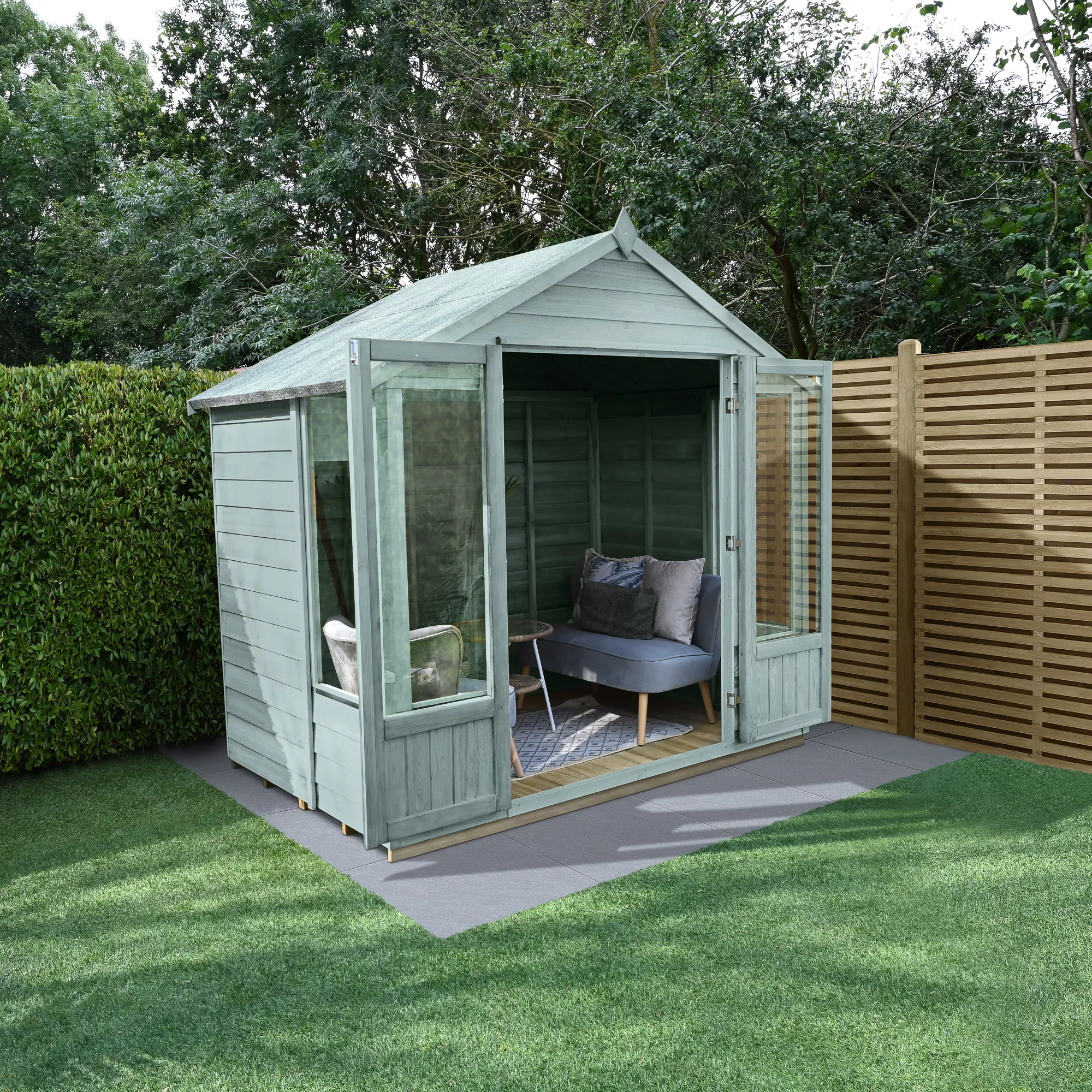 Forest Garden Oakley 7x5 Apex Overlap Solid Wood Summer House With Double Door (Base Included) 4 Forest Garden Oakley 7x5 Apex Overlap Solid Wood Summer House With Double Door (Base Included) - Image 4