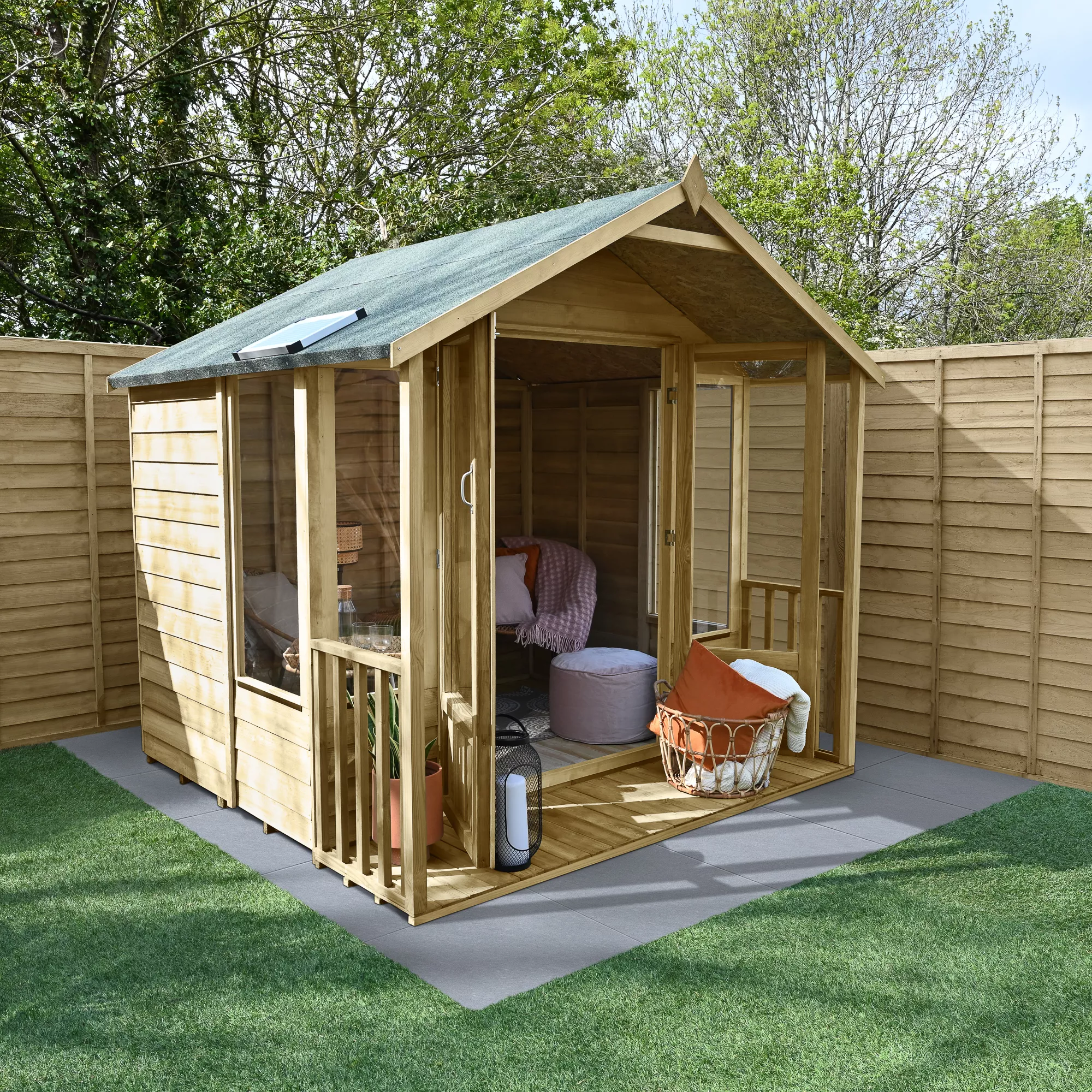 Forest Garden Oakley 7x7 Apex Overlap Solid Wood Summer House With Double Door 1 Forest Garden Oakley 7x7 Apex Overlap Solid Wood Summer House With Double Door