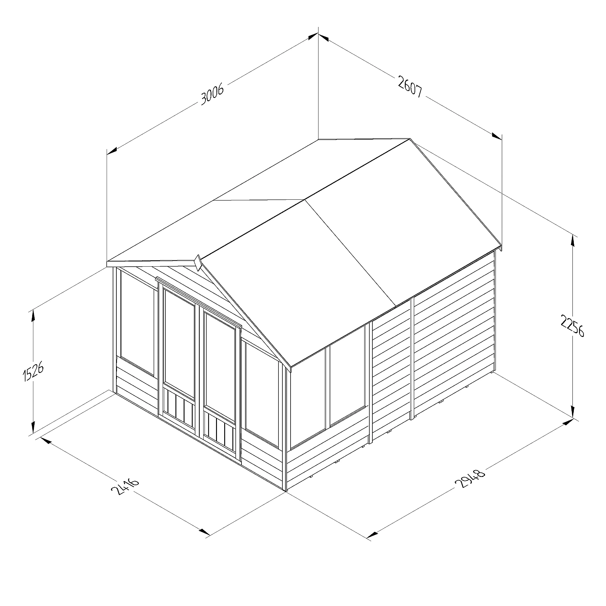 Forest Garden Oakley 8x10 Apex Overlap Solid Wood Summer House With Double Door (Base Included) 4 Forest Garden Oakley 8x10 Apex Overlap Solid Wood Summer House With Double Door (Base Included) - Image 4