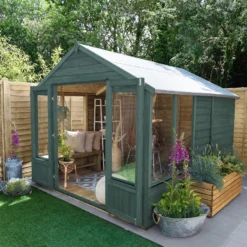 Forest Garden Oakley 8x10 Apex Overlap Solid Wood Summer House With Double Door (Base Included) 6 Forest Garden Oakley 8x10 Apex Overlap Solid Wood Summer House With Double Door (Base Included) -Garden & Outdoors forest garden oakley 8x10 apex overlap solid wood summer house with double door base included 5013053188804 02i bq