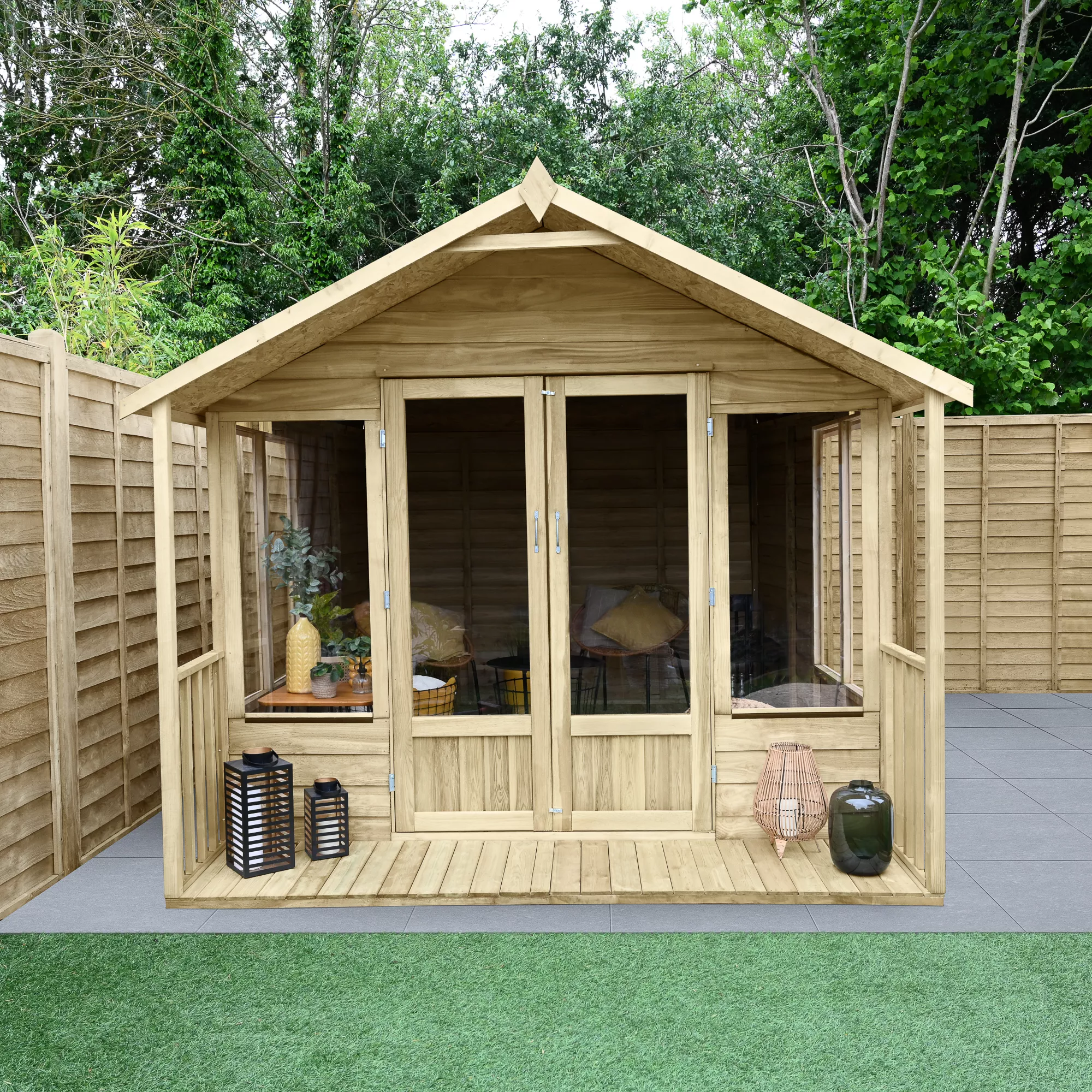 Forest Garden Oakley 8x12 Apex Overlap Solid Wood Summer House With Double Door - Assembly Service Included 2 Forest Garden Oakley 8x12 Apex Overlap Solid Wood Summer House With Double Door - Assembly Service Included - Image 2