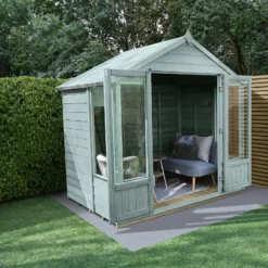 Forest Garden Oakley 8x6 Apex Overlap Solid Wood Summer House With Double Door (Base Included) -Garden & Outdoors forest garden oakley 8x6 apex overlap solid wood summer house with double door base included 5013053188583 02i bq