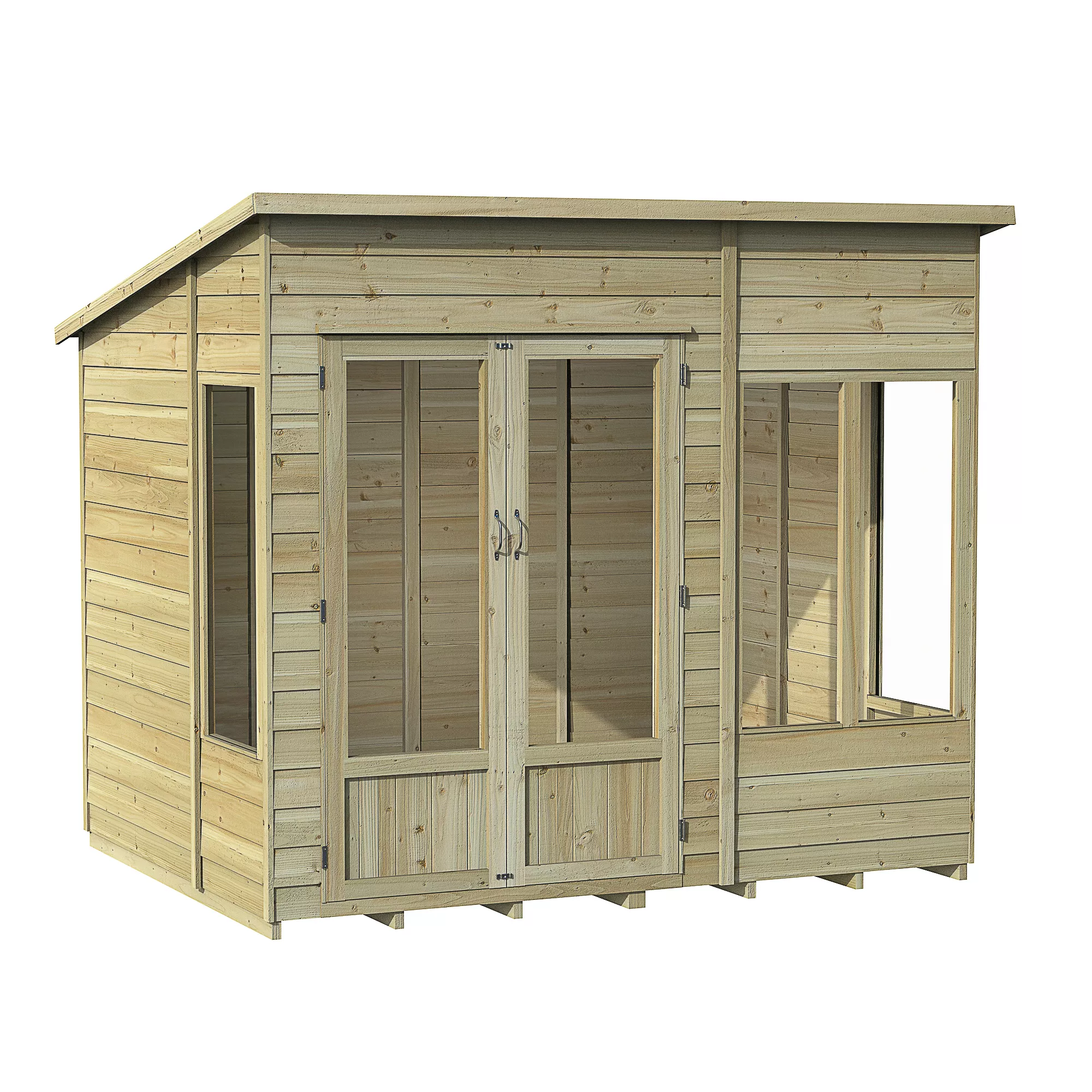 Forest Garden Oakley 8x6 Pent Overlap Solid Wood Summer House With Double Door - Assembly Service Included 2 Forest Garden Oakley 8x6 Pent Overlap Solid Wood Summer House With Double Door - Assembly Service Included - Image 2