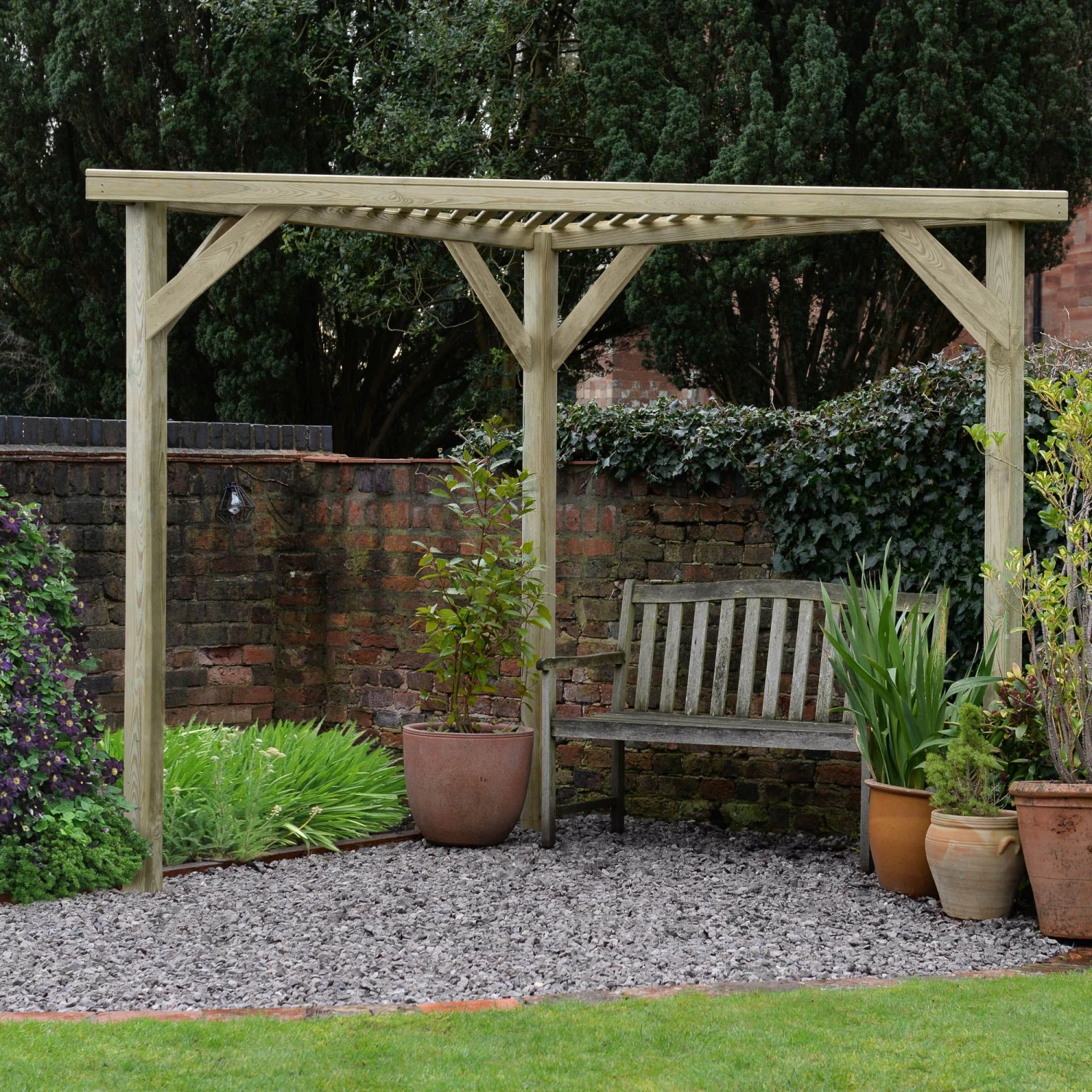 Forest Garden Slatted Corner Pergola, (H)2130mm (W)1470mm 3 Forest Garden Slatted Corner Pergola, (H)2130mm (W)1470mm - Image 3