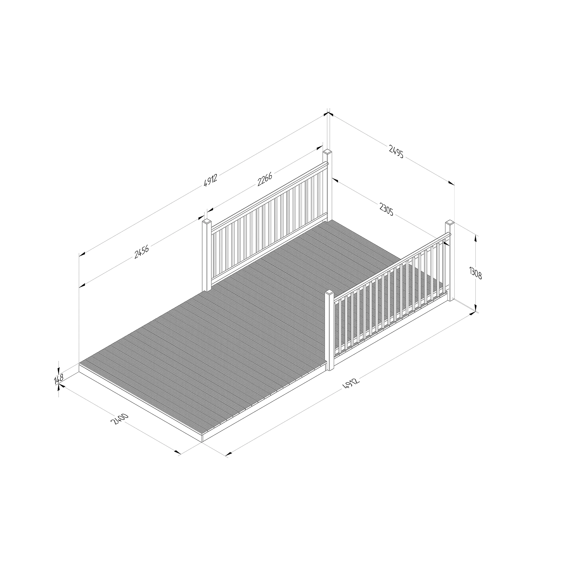 Forest Garden Softwood Decking Kit,, X4 Post X2 Balustrade (L) 1.31m X (W) 4.91m 2 Forest Garden Softwood Decking Kit,, X4 Post X2 Balustrade (L) 1.31m X (W) 4.91m - Image 2