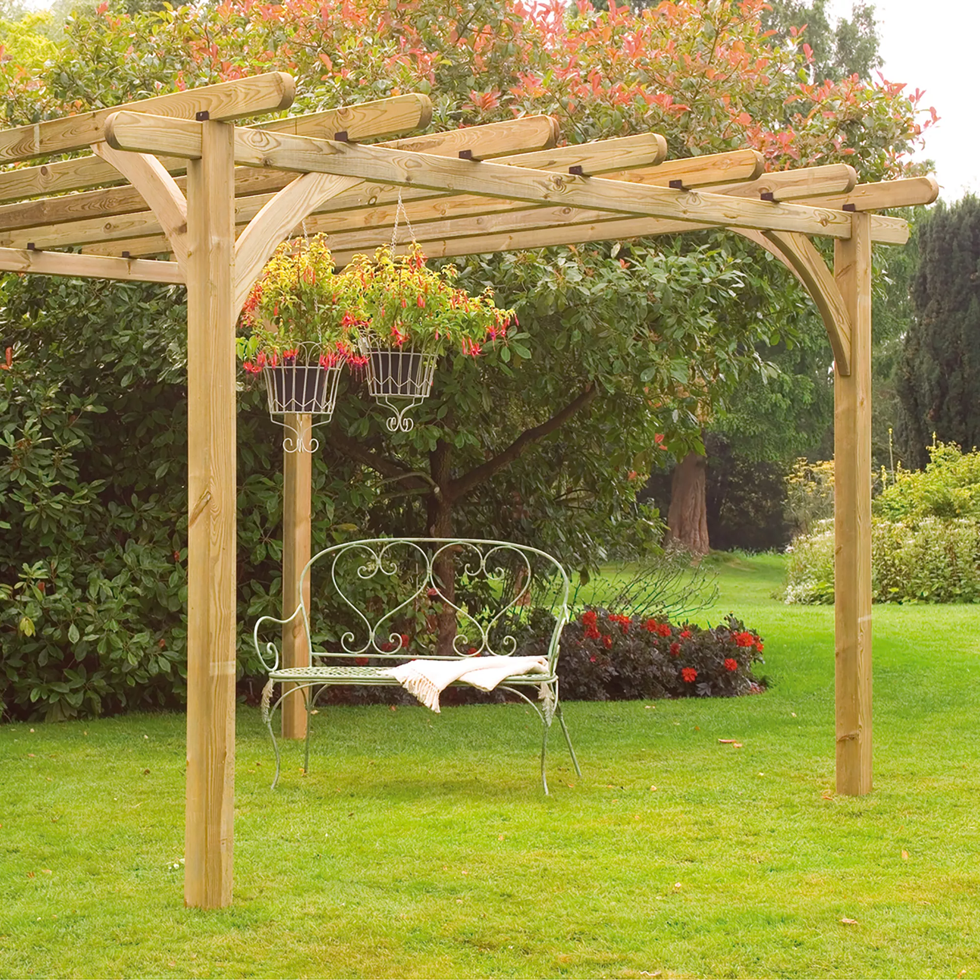 Forest Garden Square Pergola, (H)2800mm (W)3600mm 1 Forest Garden Square Pergola, (H)2800mm (W)3600mm